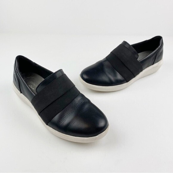 Clarks Leather Kayleigh River Slip On Shoes Loafer Black Size 7 - Picture 1 of 12
